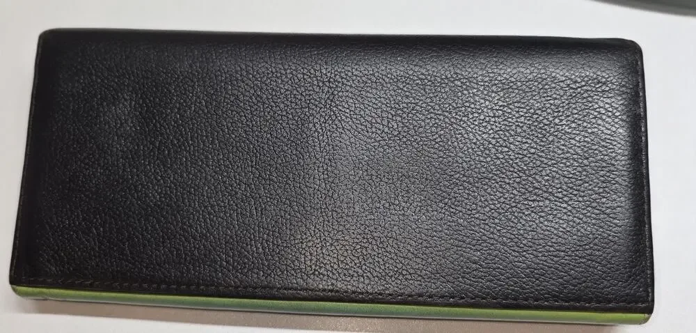 Paul Smith Long Wallet With Box, Black With Green Interior